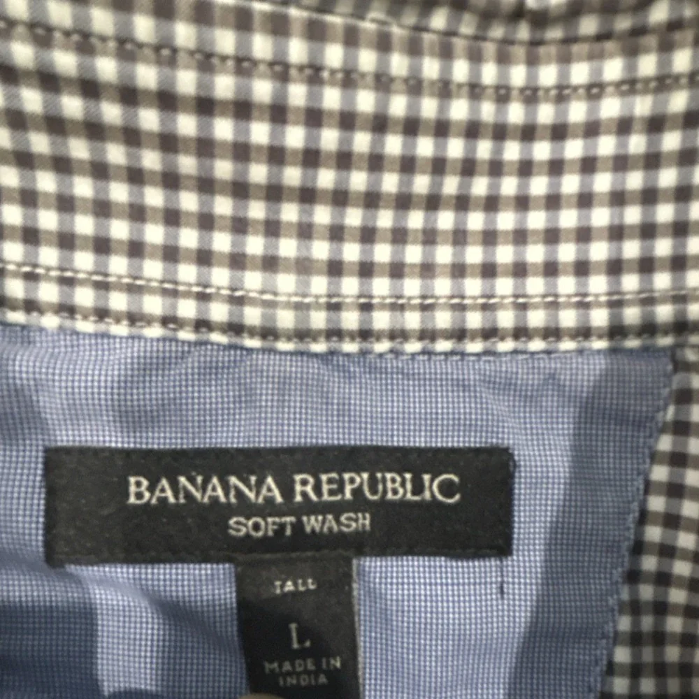 2 Banana Republic Men's Big & Tall Purple Check Dress Shirt L Cotton